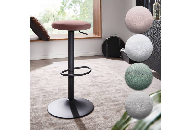 FINEBUY Barhocker FB23314 (Tresenhocker, Küchenhocker Drehbar, Barstuhl 100kg), Rosa Samt Hocker ohne Lehne 58 - 79 cm Modern von FINEBUY