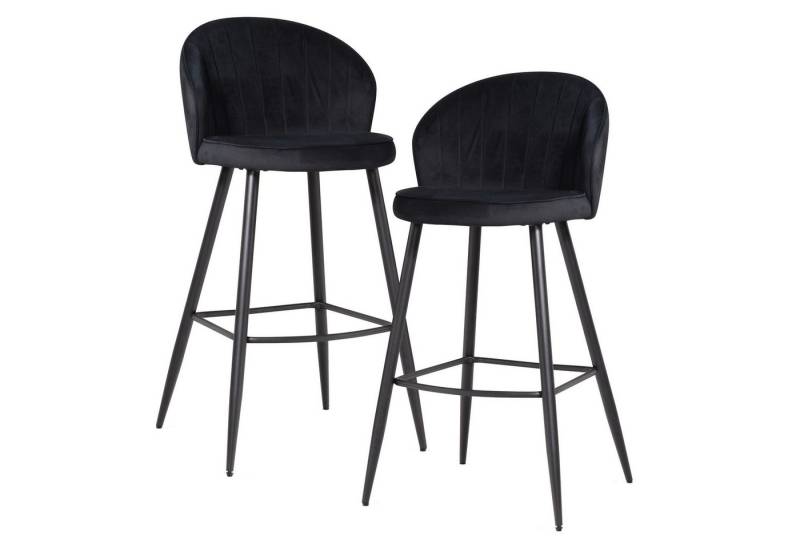 FINEBUY Barhocker FB59816 (Samt Schwarz Hocker Küchenhocker Skandinavisch), Tresenstuhl Skandinavisch, Tresenhocker Stoff von FINEBUY