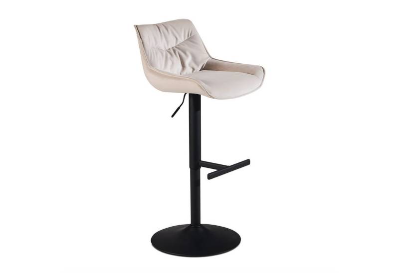 FINEBUY Barhocker FB60307 (Samt Beige Hocker mit Lehne 86 - 106 cm Modern), Küchenhocker Höhenverstellbar 100 kg, Barstuhl von FINEBUY