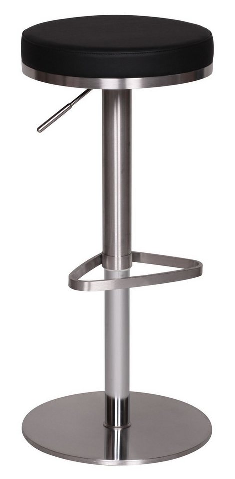 FINEBUY Barhocker SuVa1280_1 (Schwarz 57 - 82 cm Edelstahl Barstuhl 360° Drehbar), Tresenhocker Kunstleder, Design Tresenstuhl Modern von FINEBUY