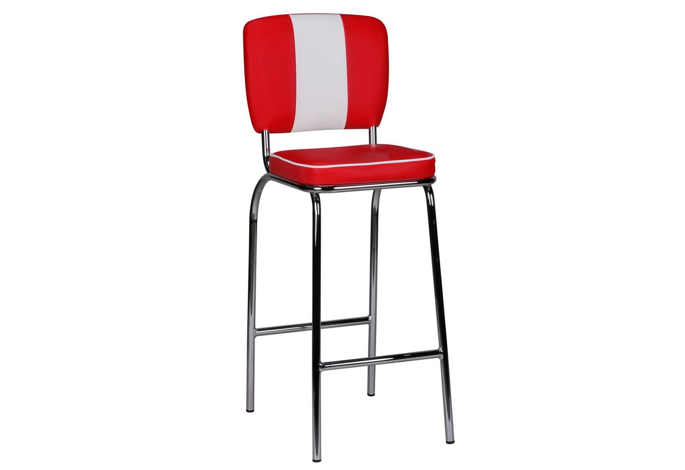 FINEBUY Barhocker SuVa2789_1 (American Diner, Barstuhl Kunstleder Rot / Weiß), Tresenhocker USA, Design Tresenstuhl Modern von FINEBUY