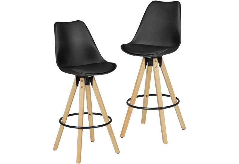 FINEBUY Barhocker SuVa6287_1 (Tresenstuhl mit Lehne, Barstuhl mit Fußablage), Tresenhocker 2er Set Grau Kunstleder Skandinavisch von FINEBUY