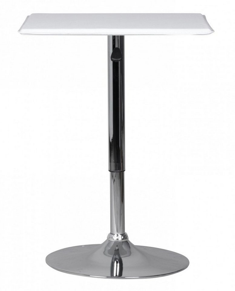 FINEBUY Bartisch SuVa1034_1 (Weiß Kunstleder höhenverstellbar quadratisch), Bartisch Chrom Bistrotisch modern Partytisch von FINEBUY