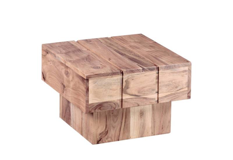 FINEBUY Beistelltisch Beistelltisch Massivholz Wohnzimmertisch Ø 44cm Couchtisch Landhaus (Akazie Massivholz 44x44x30 cm, Tisch Quadratisch), Kleiner Wohnzimmertisch, Sofatisch Couchtisch von FINEBUY
