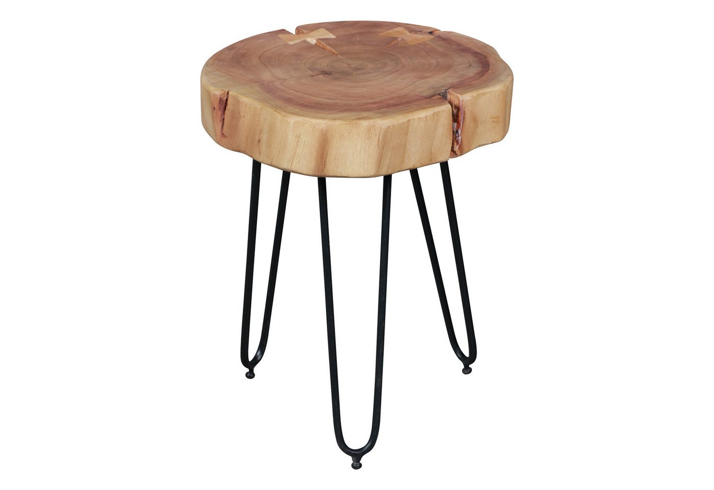 FINEBUY Beistelltisch FB40437 (Akazie Massivholz Baumscheibe 30x30x41 cm Modern), Kleiner Wohnzimmertisch mit Baumkante, Sofatisch von FINEBUY