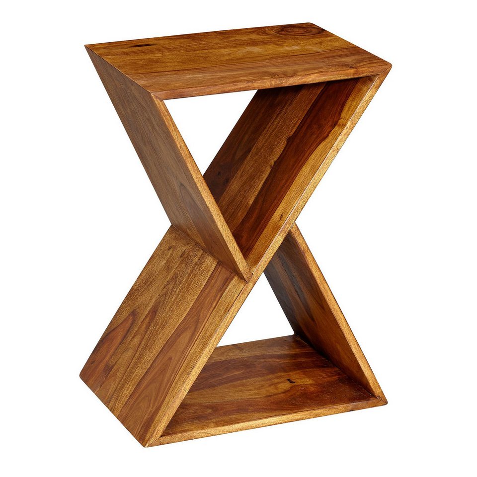 FINEBUY Beistelltisch FB58564 (X--Form Massivholz 43x60x30 cm Modern), Kleiner Anstelltisch Modern, Sofatisch Hoch von FINEBUY