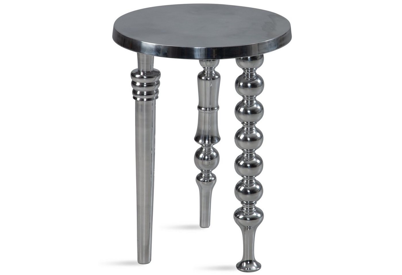 FINEBUY Beistelltisch FB92218 (44x44x63 cm Metall Sofatisch Rund Alu Silber), Wohnzimmertisch Rund, unterschiedliche Beine von FINEBUY
