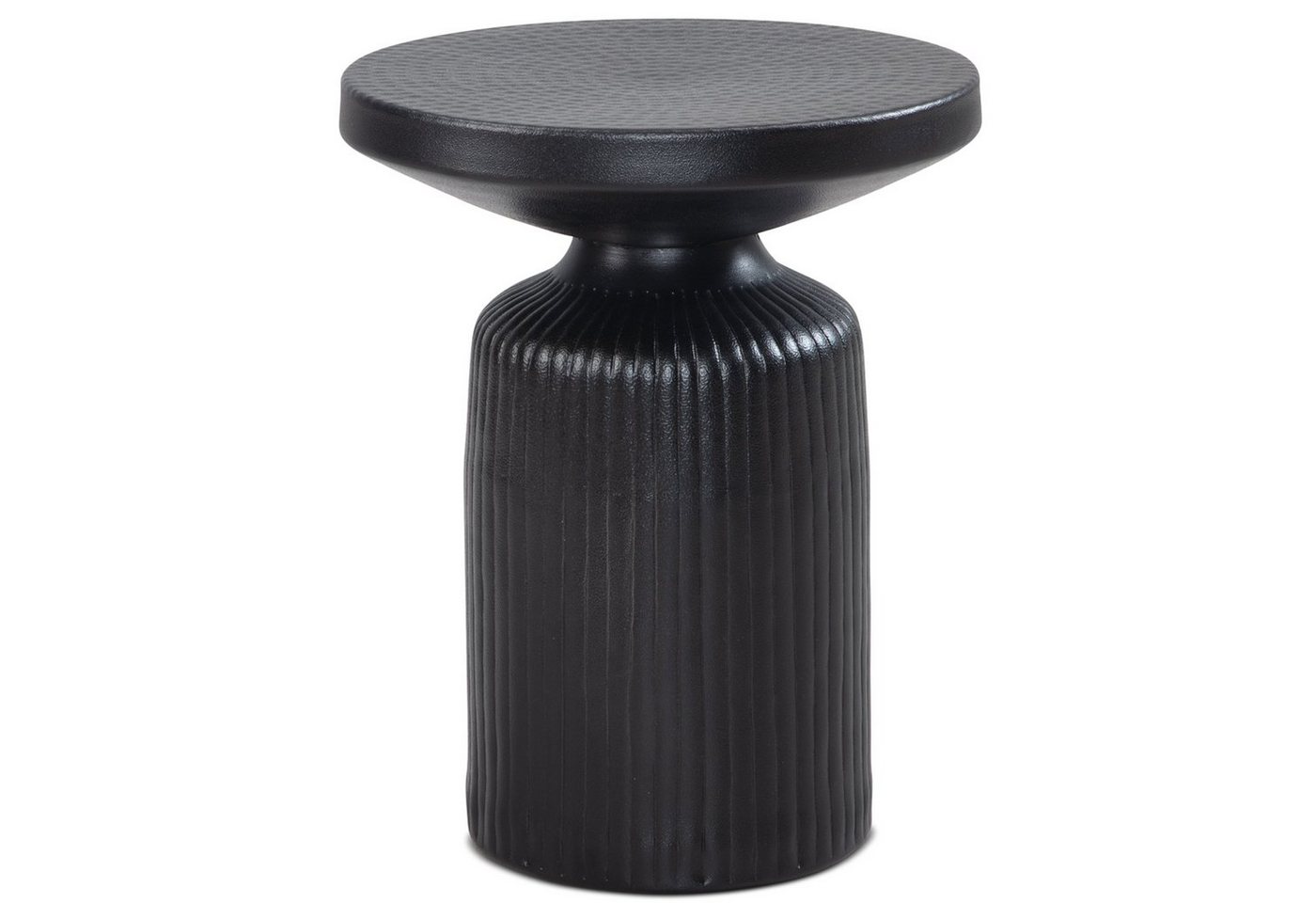 FINEBUY Beistelltisch Beistelltisch Sofatisch Metall Schwarz 40x40x50 cm Wohnzimmertisch (40x40x50 cm Metall Sofatisch Rund Wellenmuster), Wohnzimmertisch Modern, Kleiner Couchtisch Rund von FINEBUY