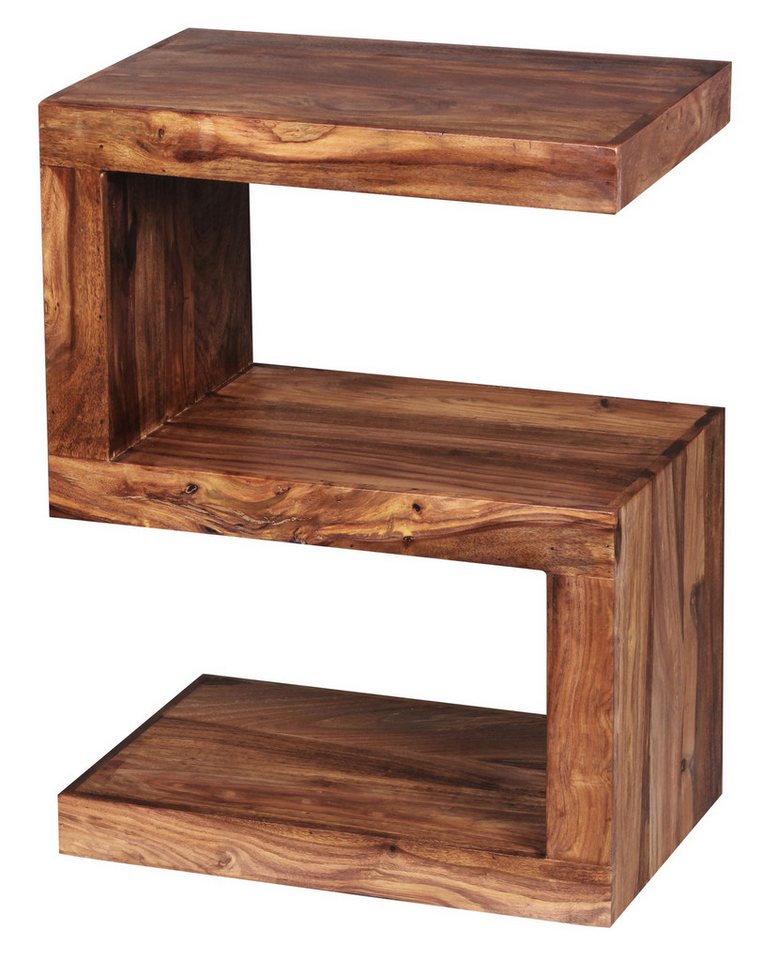 FINEBUY Beistelltisch SuVa1469_1 (MUMBAI Massivholz 60 cm hoch S Cube), Design Wohnzimmertisch dunkelbraun Couchtisch von FINEBUY