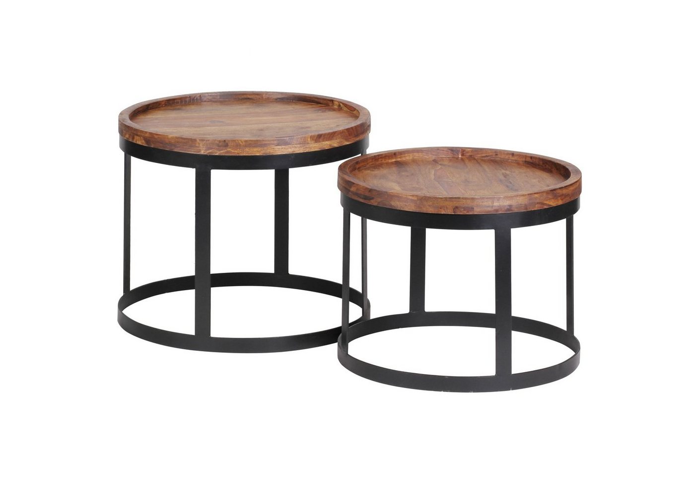 FINEBUY Beistelltisch SuVa2499_1 (Beistelltisch 2er Set Massivholz Modern), Kleiner Wohnzimmertisch, Sofatisch Couchtisch Rund von FINEBUY