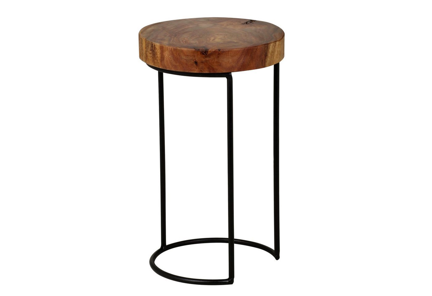 FINEBUY Beistelltisch SuVa2503_1 (Massivholz Baumscheibe 28x28x45 cm Modern), Sofatisch, Kleiner Wohnzimmertisch mit Baumkante von FINEBUY