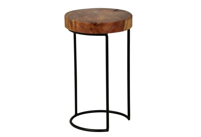 FINEBUY Beistelltisch SuVa2503_1 (Massivholz Baumscheibe 28x28x45 cm Modern), Sofatisch, Kleiner Wohnzimmertisch mit Baumkante von FINEBUY