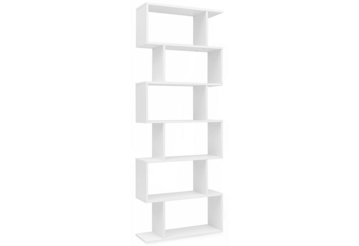 FINEBUY Bücherregal FB51366, 70 x 23,5 x 190,5 cm, Standregal Weiß 6 Fächer, Aktenregal Freistehend Spanplatte, Regal Modern von FINEBUY