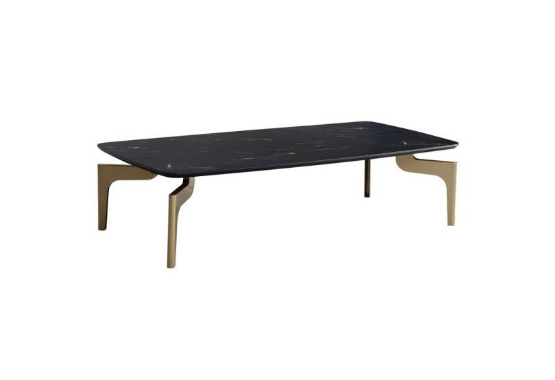 FINEBUY Couchtisch FB102743 (120x60x30,5 cm, Sofatisch mit Marmor Optik Schwarz), Wohnzimmertisch Kaffeetisch mit Metall-Gestell von FINEBUY