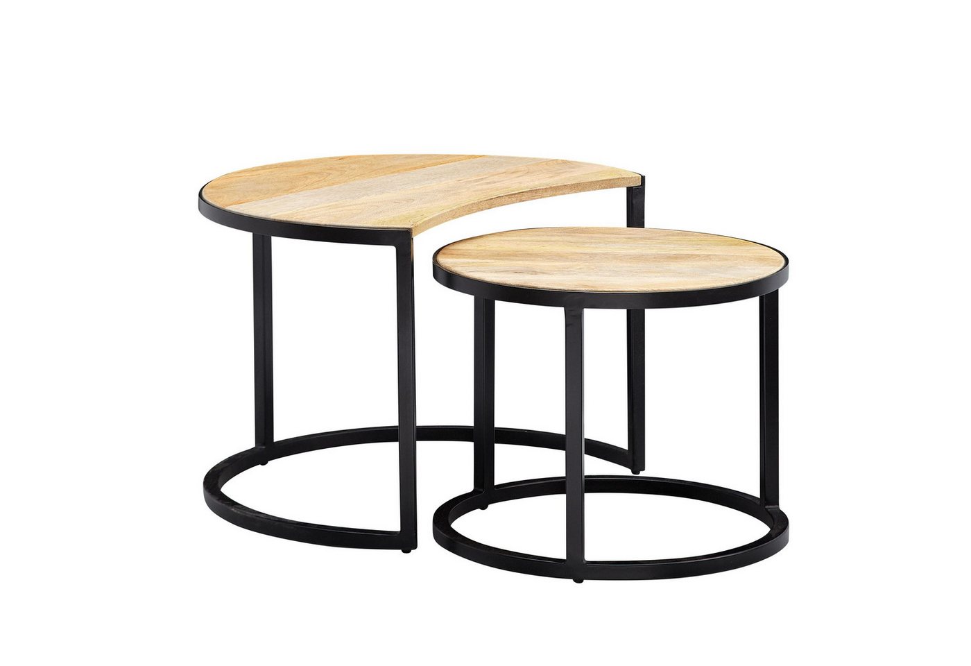 FINEBUY Couchtisch FB25165 (2er Set Mango Massivholz Wohnzimmertisch Hell), Beistelltisch Modern, Satztisch 2-teilig von FINEBUY