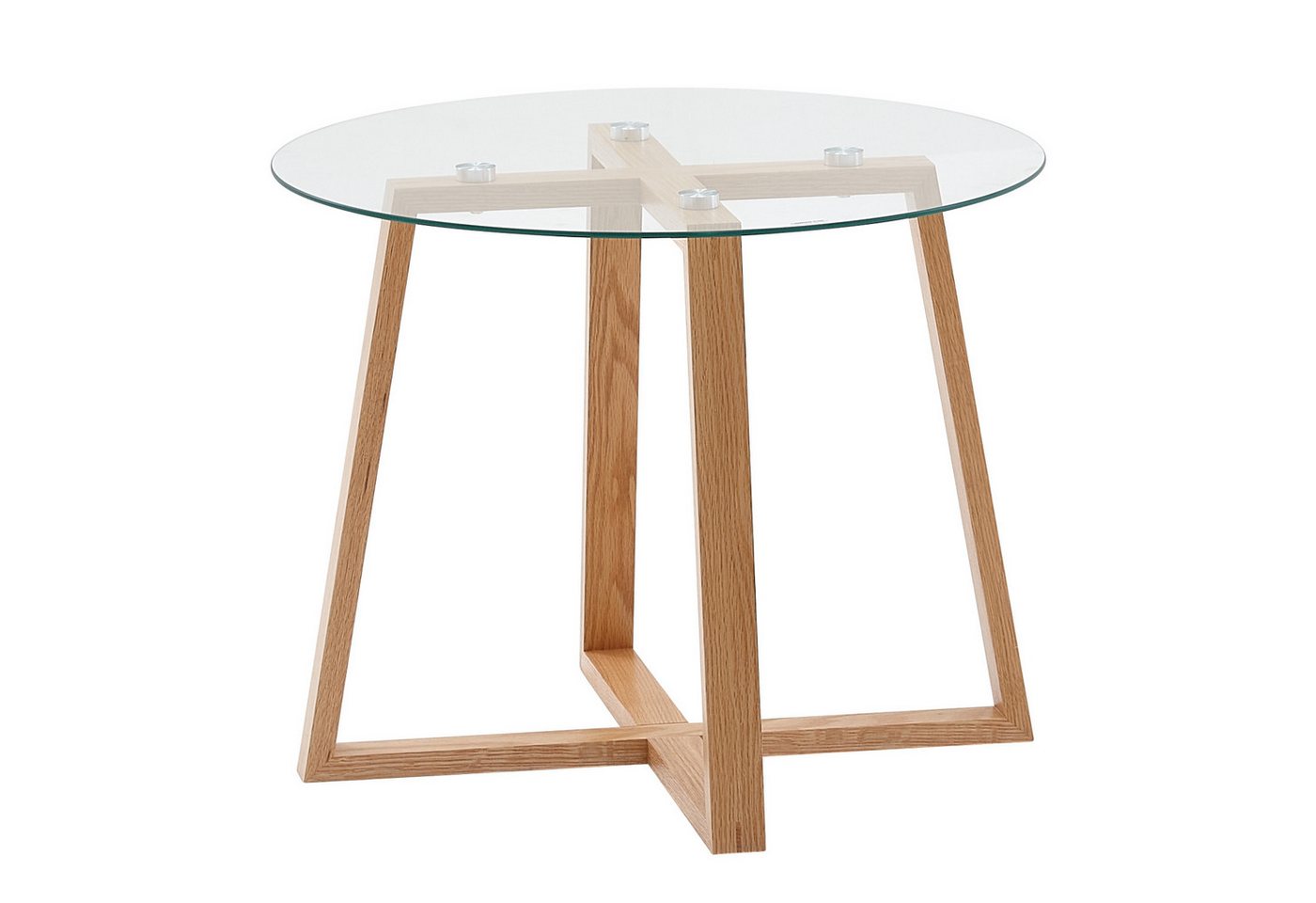 FINEBUY Couchtisch Couchtisch Wohnzimmertisch Holz Glas Sofatisch Tisch Wohnzimmer Rund (58x58x47 cm Sofatisch Eiche Massivholz / Glas Rund), Kaffeetisch Echtholz, Wohnzimmertisch Modern von FINEBUY