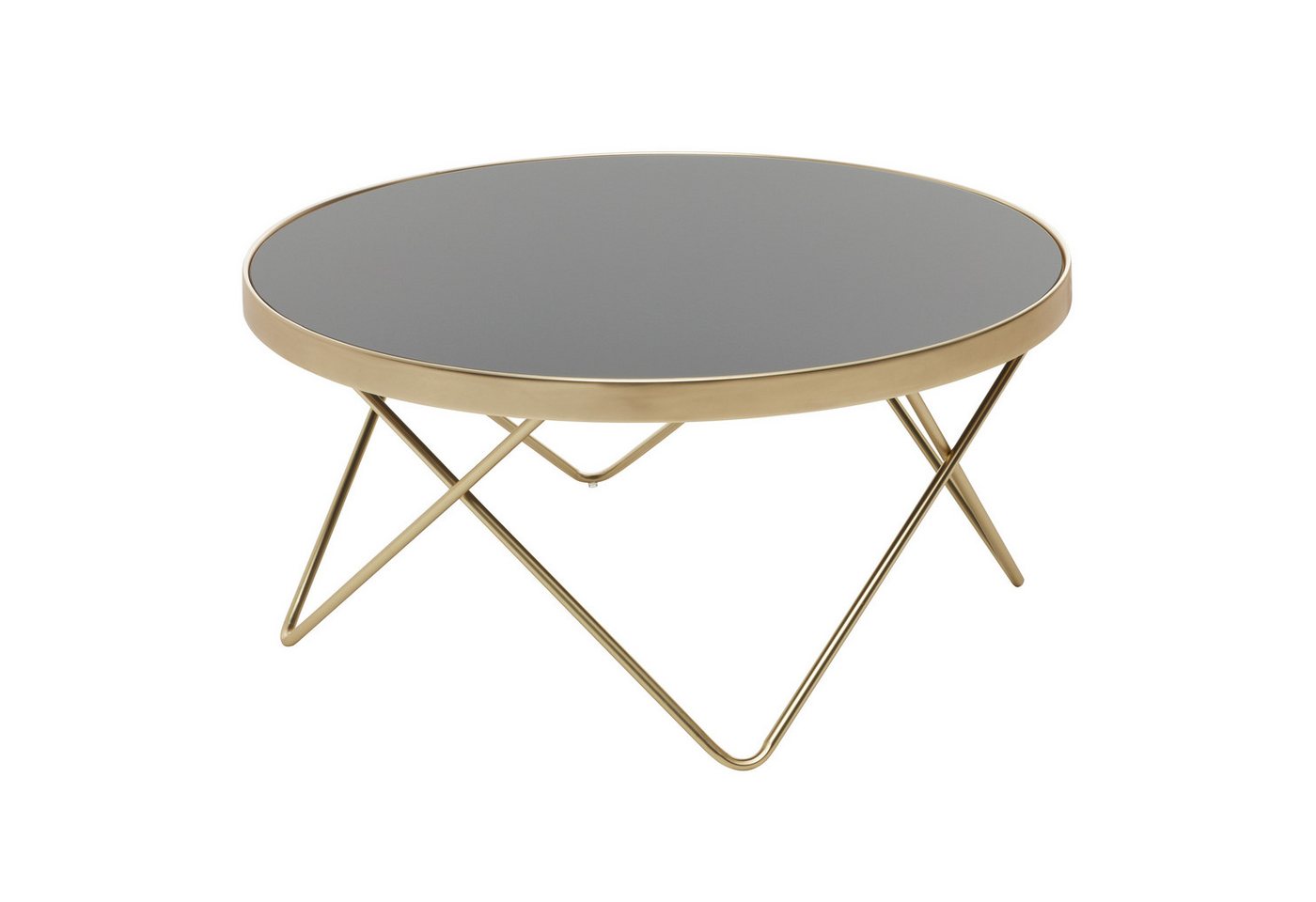 FINEBUY Couchtisch FB49708 (82 cm Schwarz / Gold Sofatisch Metall / Glas), Wohnzimmertisch Rund, Großer Kaffeetisch von FINEBUY