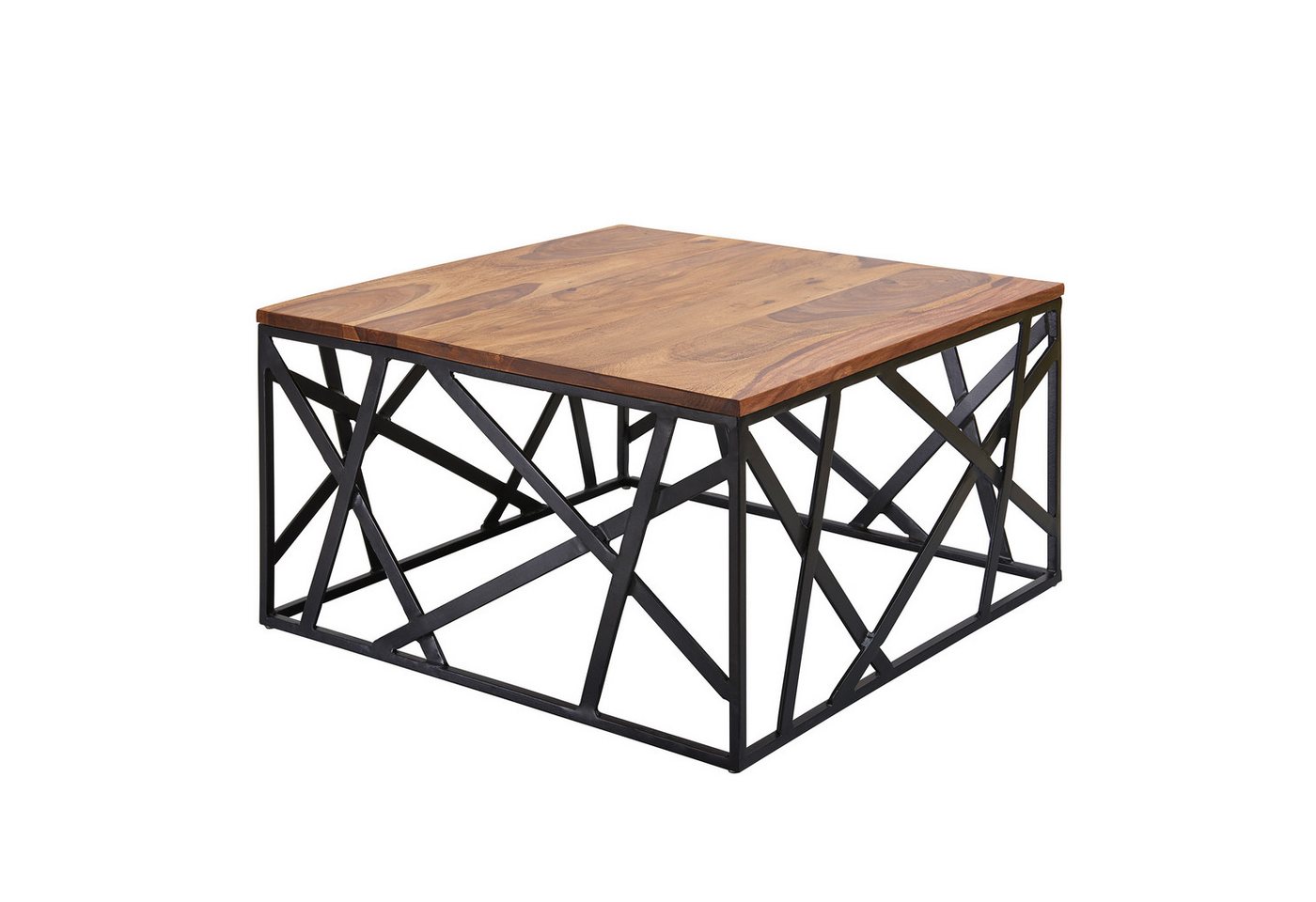 FINEBUY Couchtisch FB50968 (60x35x60 cm Massivholz Metall Quadratisch), Kleiner Wohnzimmertisch, Sofatisch Kaffeetisch von FINEBUY