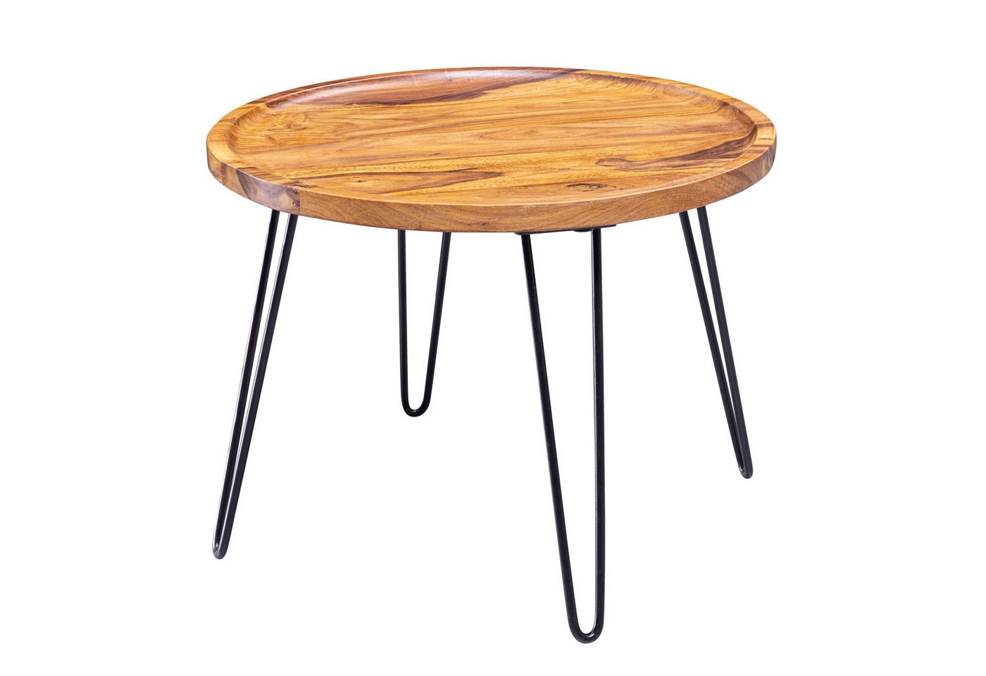 FINEBUY Couchtisch FB54881 (Sofatisch Rund, Massivholz 60x45x60 cm), Kaffeetisch Modern, Wohnzimmertisch Haarnadelbeine von FINEBUY