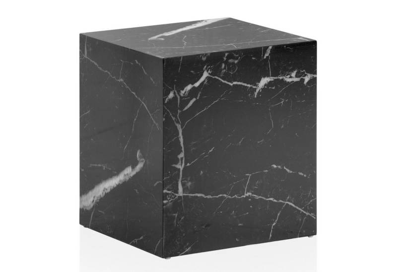 FINEBUY Couchtisch FB57435 (MONOBLOC 40x40x45 cm MDF Hochglanz Marmor Optik), Sofatisch Schwarz, Kaffeetisch Klein Quadratisch von FINEBUY