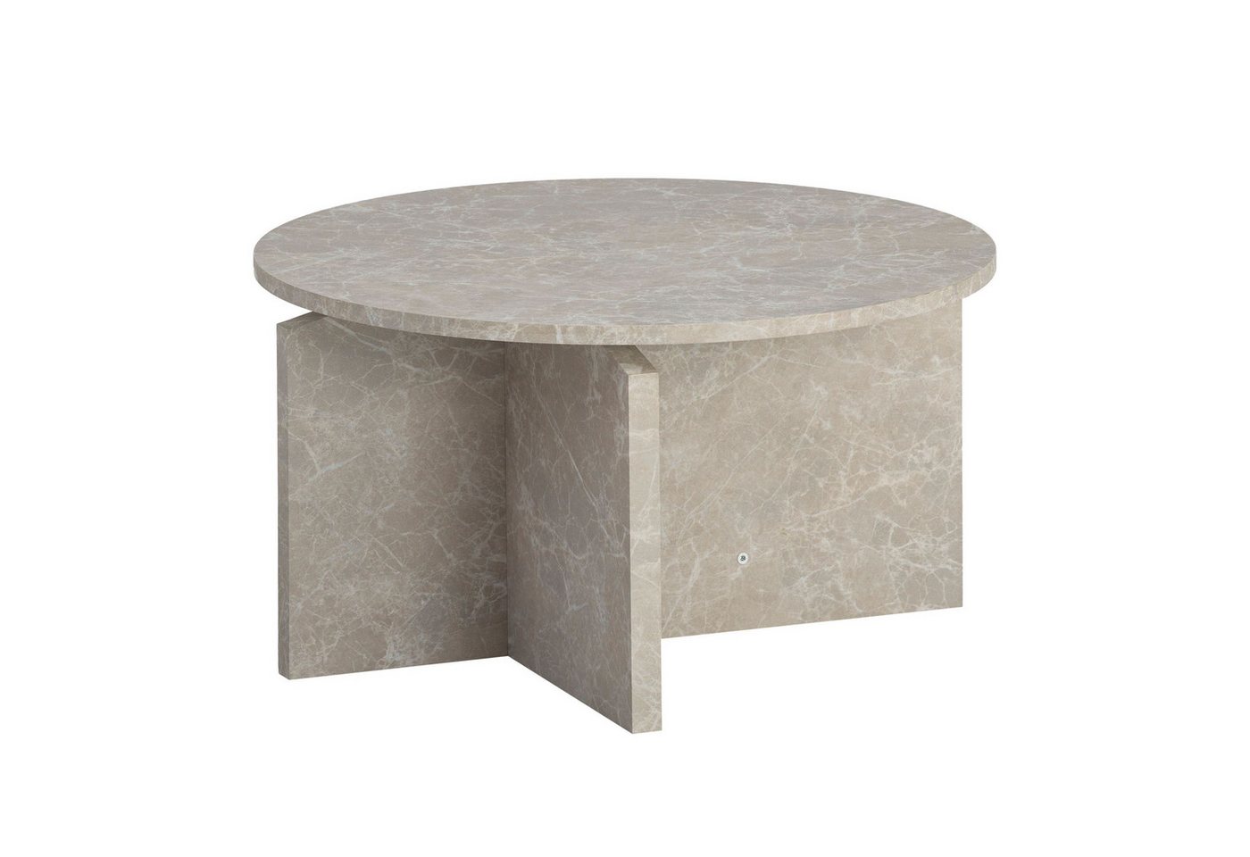 FINEBUY Couchtisch FB59737 (Wohnzimmertisch Stein Optik Sandfarben, 60 cm MDF), Kaffeetisch Klein Rund, Sofatisch Beige Modern von FINEBUY