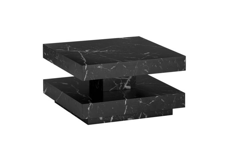 FINEBUY Couchtisch FB59753 (60x60x34 cm MDF, Wohnzimmertisch Marmor Optik), Sofatisch Schwarz Modern, Kaffeetisch Quadratisch von FINEBUY