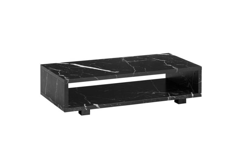 FINEBUY Couchtisch FB59785 (Wohnzimmertisch Marmor Optik, 100x50x25 cm MDF), Kaffeetisch Stauraum, Sofatisch Schwarz Schlicht von FINEBUY