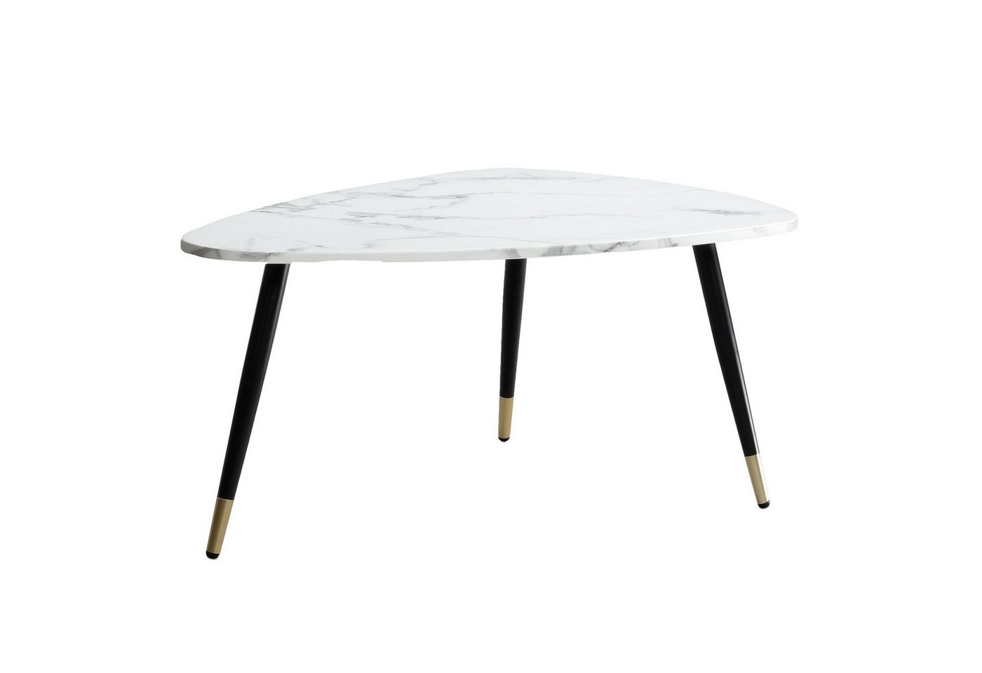 FINEBUY Couchtisch FB60702 (90x60x41 cm, Sofatisch mit Marmor Optik Weiß), Wohnzimmertisch Kaffeetisch mit Metall-Gestell von FINEBUY