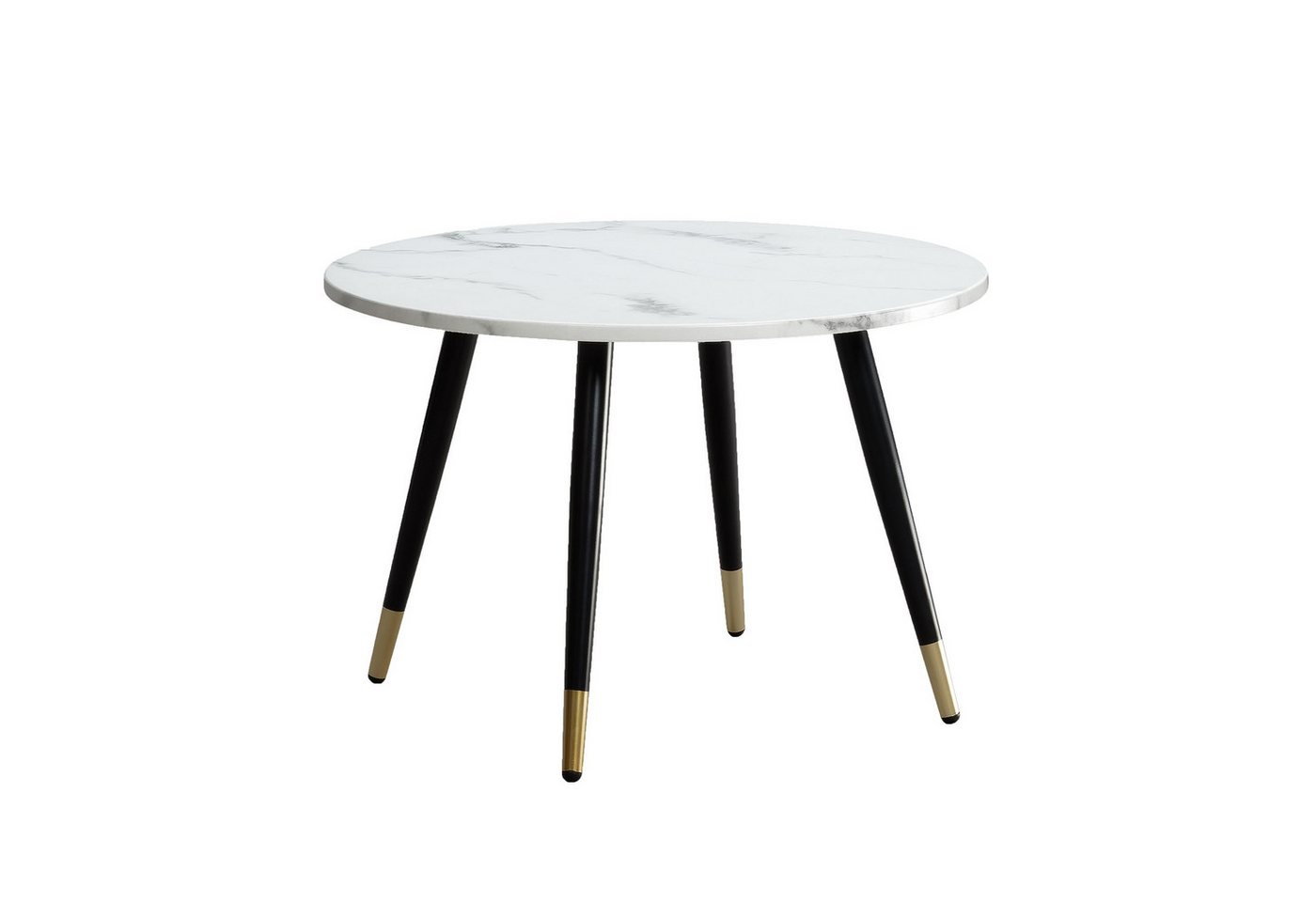 FINEBUY Couchtisch FB60703 (Sofatisch Rund Marmor Optik Weiß, 60x60x41 cm), Wohnzimmertisch Kaffeetisch mit Metall-Gestell von FINEBUY