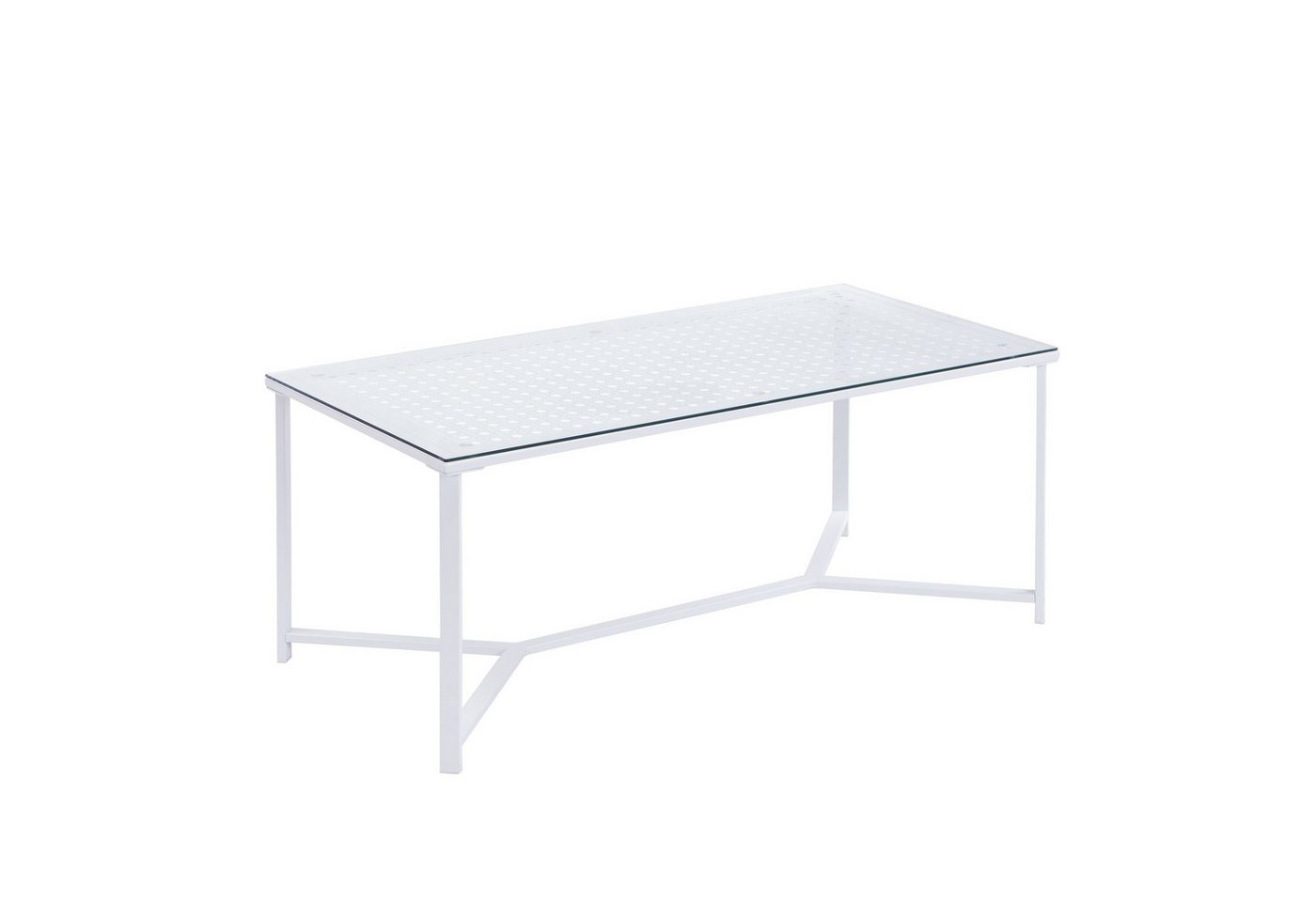FINEBUY Couchtisch Sofatisch Glas Metall 100 cm Wohnzimmertisch Rechteckig (Sofatisch Glas Rechteckig 100 cm Weiß Modern), Wohnzimmertisch Industrial, Metallgestell Modern von FINEBUY
