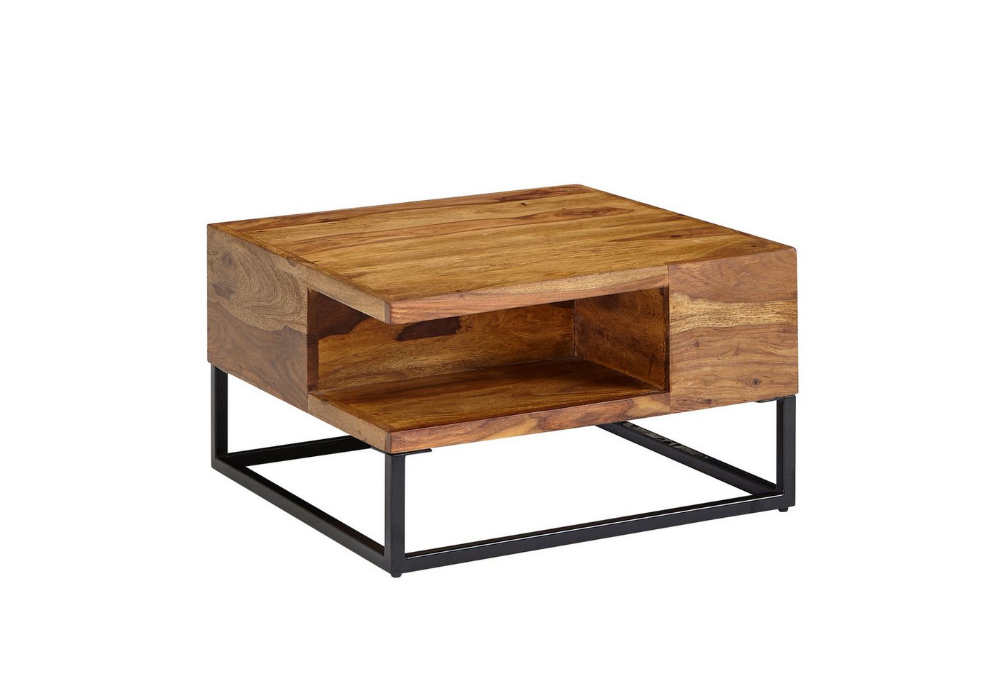 FINEBUY Couchtisch FB79523 (60x60x34,5 cm Massivholz / Metall Modern), Sofatisch Quadratisch, Wohnzimmertisch Massiv von FINEBUY