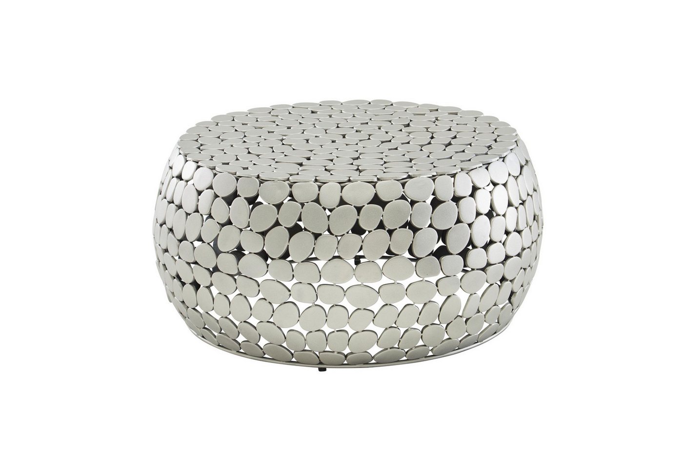 FINEBUY Couchtisch Couchtisch Sofatisch Metall Silber Ø 66 cm Tisch Wohnzimmertisch Rund (62x62x36 cm Silber, Sofatisch Metall Rund Modern), Wohnzimmertisch Mosaik, Beistelltisch Aluminium von FINEBUY