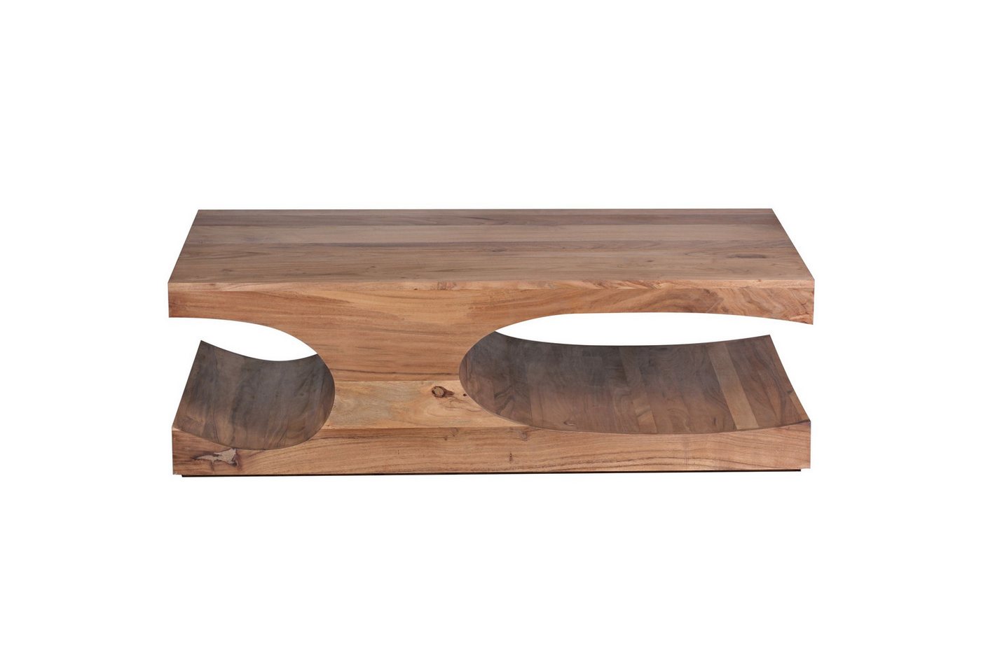 FINEBUY Couchtisch SuVa2473_1 (Akazie Massivholz 118x70x38 cm Rechteckig Ablage), Großer Wohnzimmertisch, Sofatisch Kaffeetisch von FINEBUY