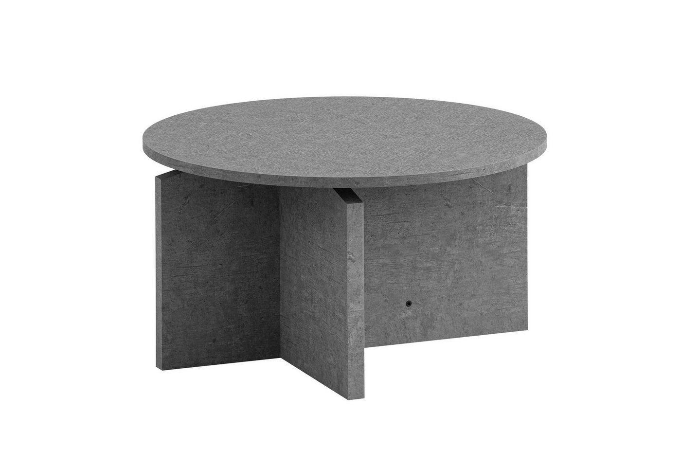 FINEBUY Couchtisch SuVa59740 (Wohnzimmertisch Beton Optik, 60x60x33 cm MDF), Kaffeetisch Klein Rund, Sofatisch Grau Modern von FINEBUY