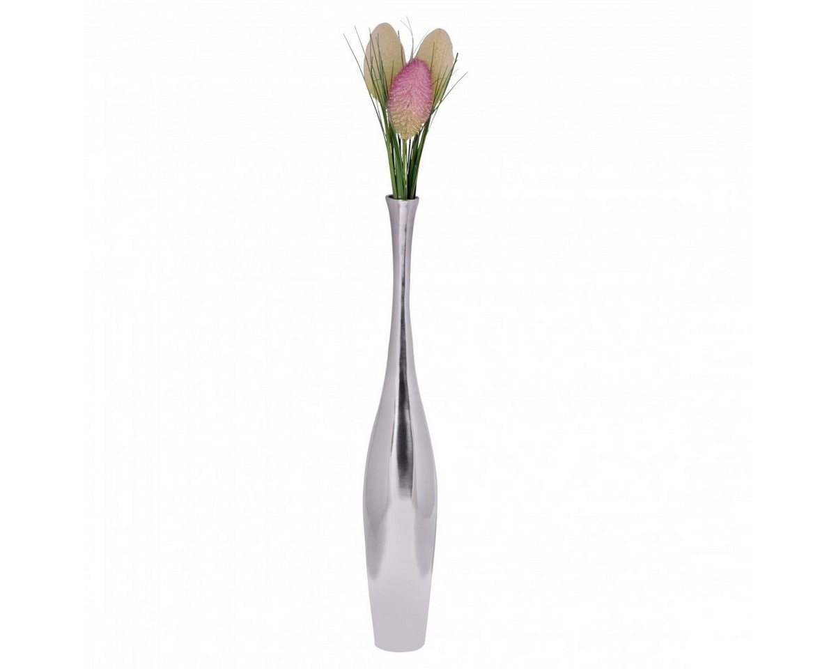 FINEBUY Dekovase SuVa4719_1 (BOTTLE S 75 cm Aluminium Silber Glänzend Groß), Hohe Alu Blumenvase Handgefertigt, Vase für Blumen von FINEBUY