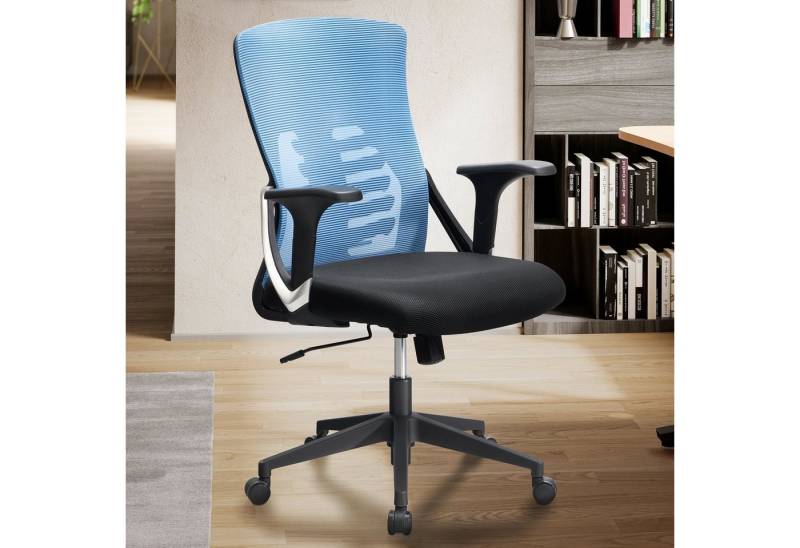 FINEBUY Drehstuhl FB58803 (Bürostuhl Blau / Schwarz Mesh-Bezug 120 kg), Schreibtischstuhl Stoff, Ergonomisch mit Armlehnen von FINEBUY