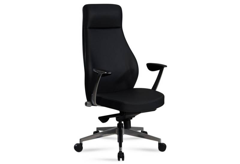 FINEBUY Drehstuhl FB58809 (Chefsessel Kunstleder Modern, Bürostuhl Schwarz), Design Bürosessel, Schreibtischstuhl bis 120 kg von FINEBUY