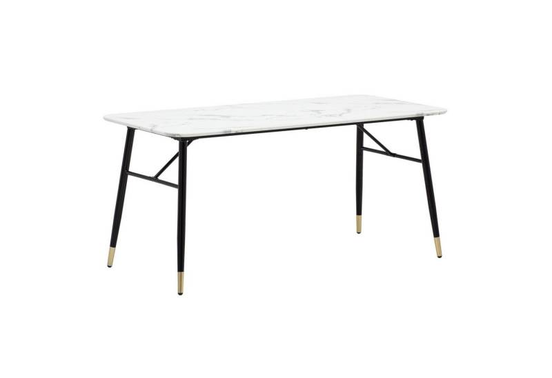 FINEBUY Esstisch FB60653 (Küchentisch Modern, 160x80x76 cm Marmor Optik Weiß), Speisetisch Esszimmer, Esszimmertisch Metallbeine von FINEBUY