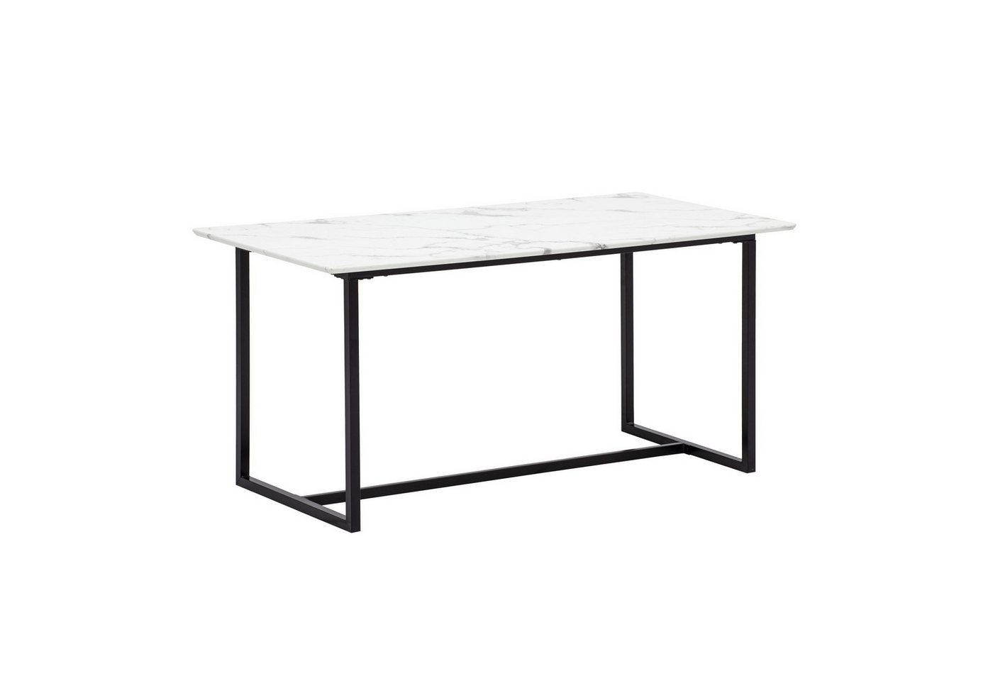 FINEBUY Esstisch FB60682 (Küchentisch Modern, 160x80 cm Marmor Optik Weiß), Speisetisch Esszimmer, Esszimmertisch Metallbeine von FINEBUY