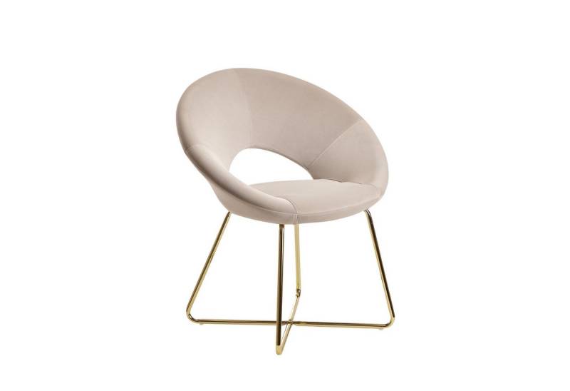 FINEBUY Esszimmerstuhl FB23306 (Samt Beige, Küchenstuhl Gepolstert Modern), Polsterstuhl Esszimmer, Design Schalenstuhl von FINEBUY