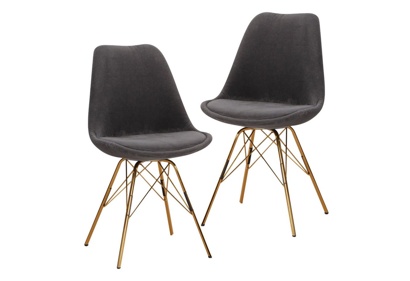 FINEBUY Esszimmerstuhl FB62543 (2er Set Stoff Küchenstuhl Gepolstert), Schalenstuhl ohne Armlehne, Polsterstuhl Esszimmer von FINEBUY