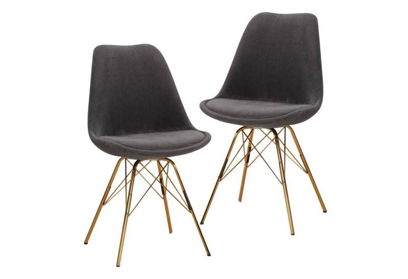 FINEBUY Esszimmerstuhl FB62543 (2er Set Stoff Küchenstuhl Gepolstert), Schalenstuhl ohne Armlehne, Polsterstuhl Esszimmer von FINEBUY