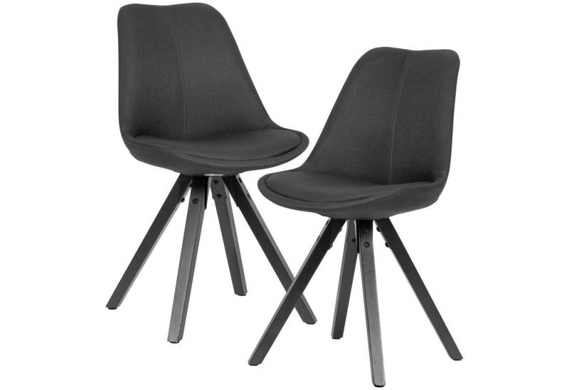 FINEBUY Esszimmerstuhl SuVa21124_1 (2er Set Esszimmerstühle Samt Stoff Anthrazit), Küchenstühle Modern schwarze Holzbeine 110 kg von FINEBUY