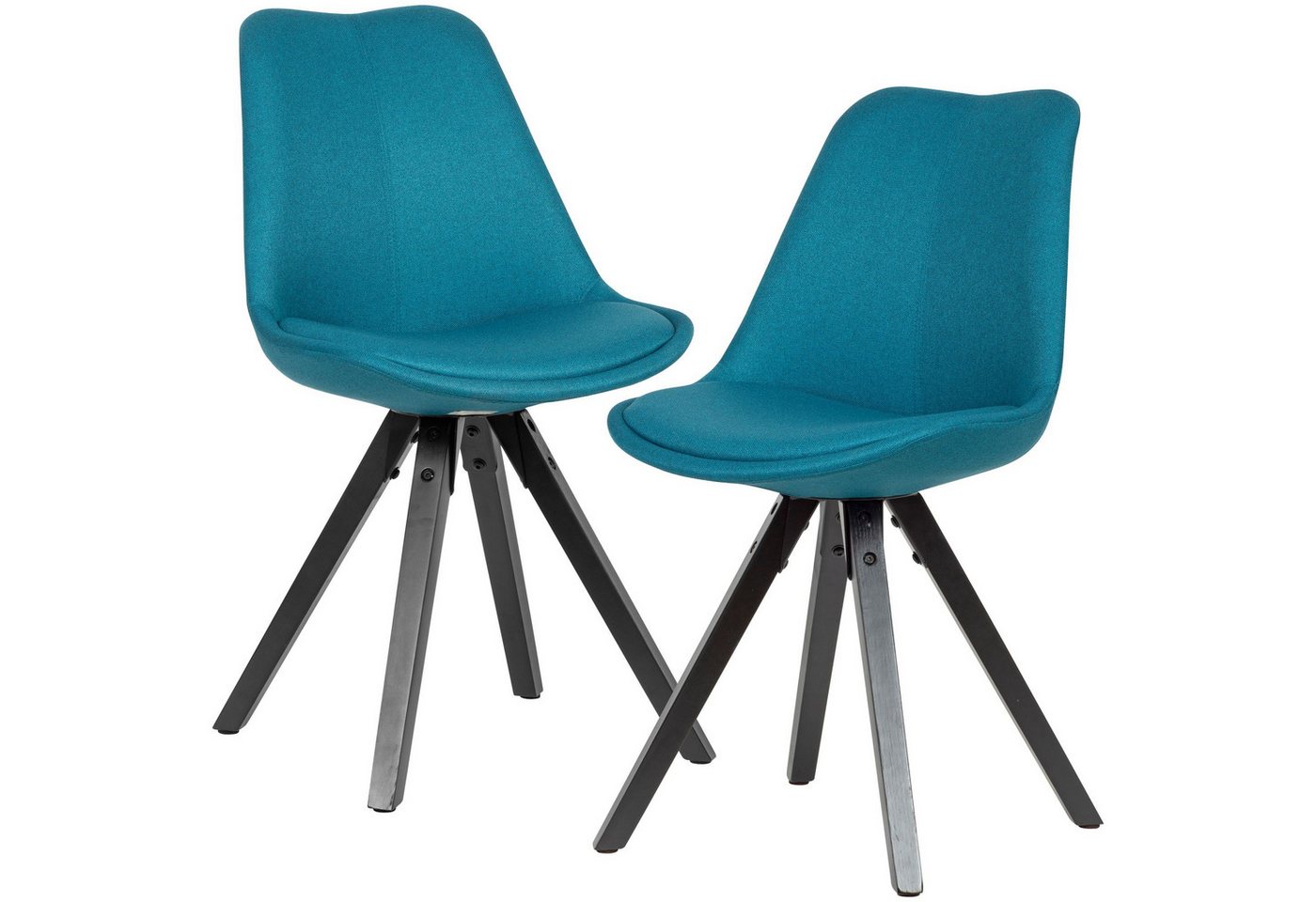 FINEBUY Esszimmerstuhl SuVa21126_1 (2er Set Esszimmerstühle Samt Stoff Petrol), Küchenstühle Modern schwarze Holzbeine 110 kg von FINEBUY