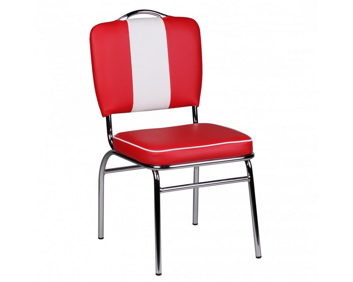 FINEBUY Esszimmerstuhl SuVa2786_1 (American Diner, Küchenstuhl Kunstleder Rot Weiß), Esszimmerstuhl USA, Design Polsterstuhl Esszimmer von FINEBUY