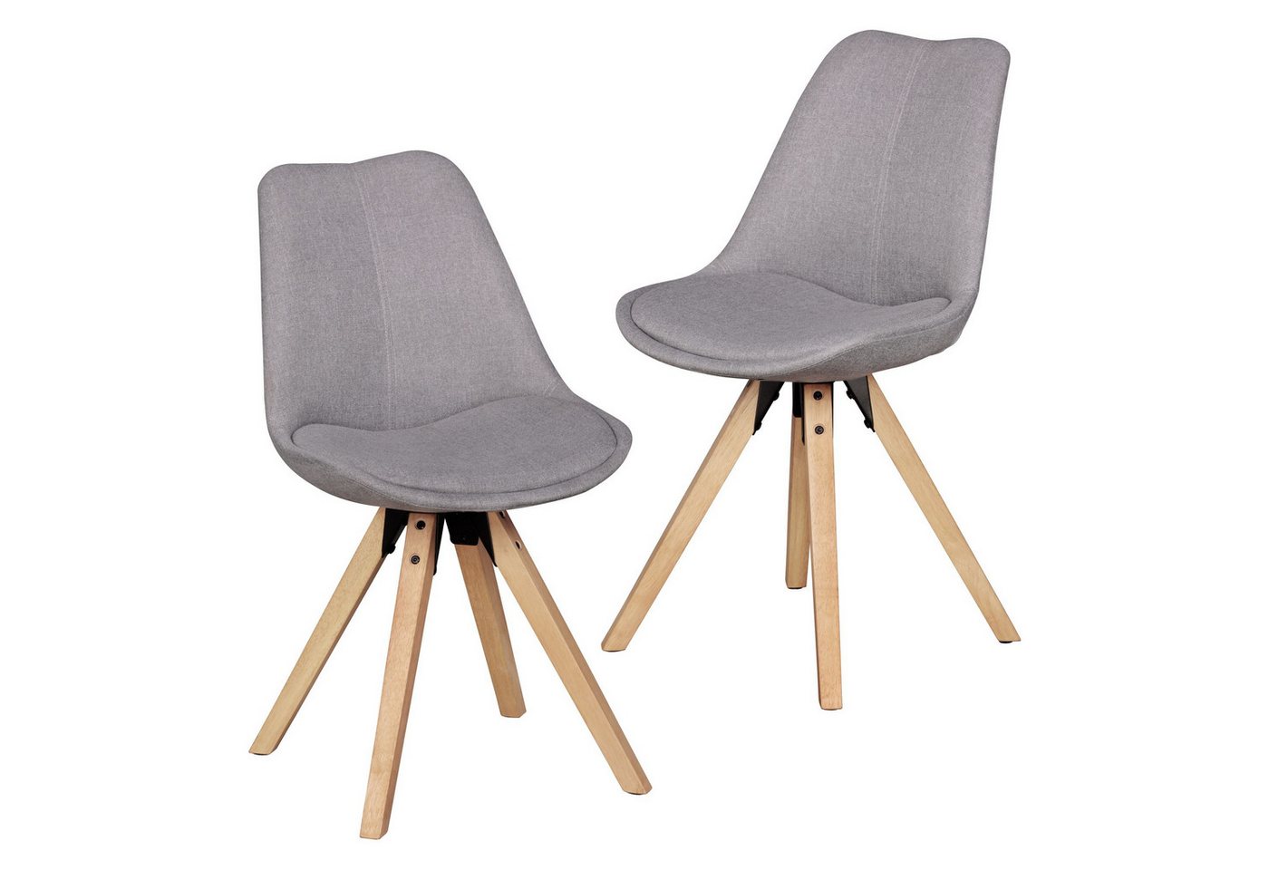 FINEBUY Esszimmerstuhl SuVa5062_1 (Polsterstuhl Rückenlehne, Küchenstuhl Gepolstert), Grau Stoff Skandinavisch, Esszimmerstuhl 2er Set von FINEBUY
