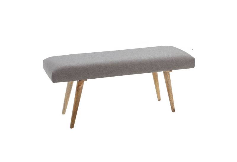 FINEBUY Hockerbank FB49208 (Stoff / Massivholz Bank Grau 117x51x38 cm Retro), Stoffbank Bettbank Klein, 2er Polsterbank Flur von FINEBUY