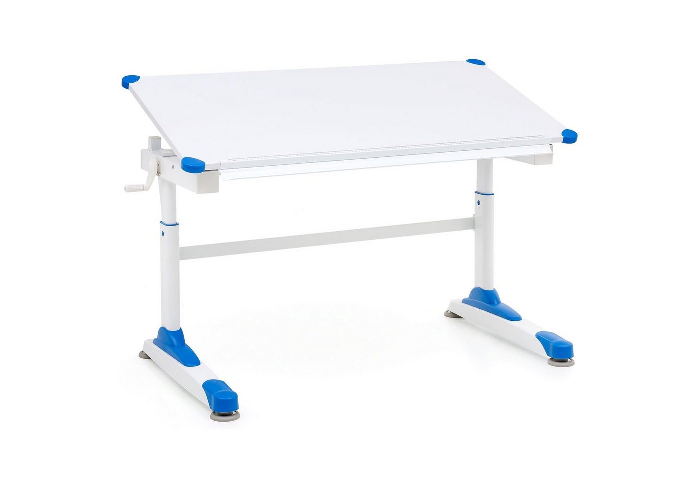 FINEBUY Kinderschreibtisch SuVa13832_1 (Kinderschreibtisch 119 x 67 cm Blau Weiß Maltisch), Neigbarer Schülerschreibtisch, Kindertisch Modern von FINEBUY