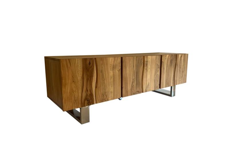 FINEBUY Lowboard FB110095 (drei Türen, 160x56x46 cm, Akazie Massivholz), TV-Schrank Modern Fernsehtisch, TV-Kommode Hoch von FINEBUY