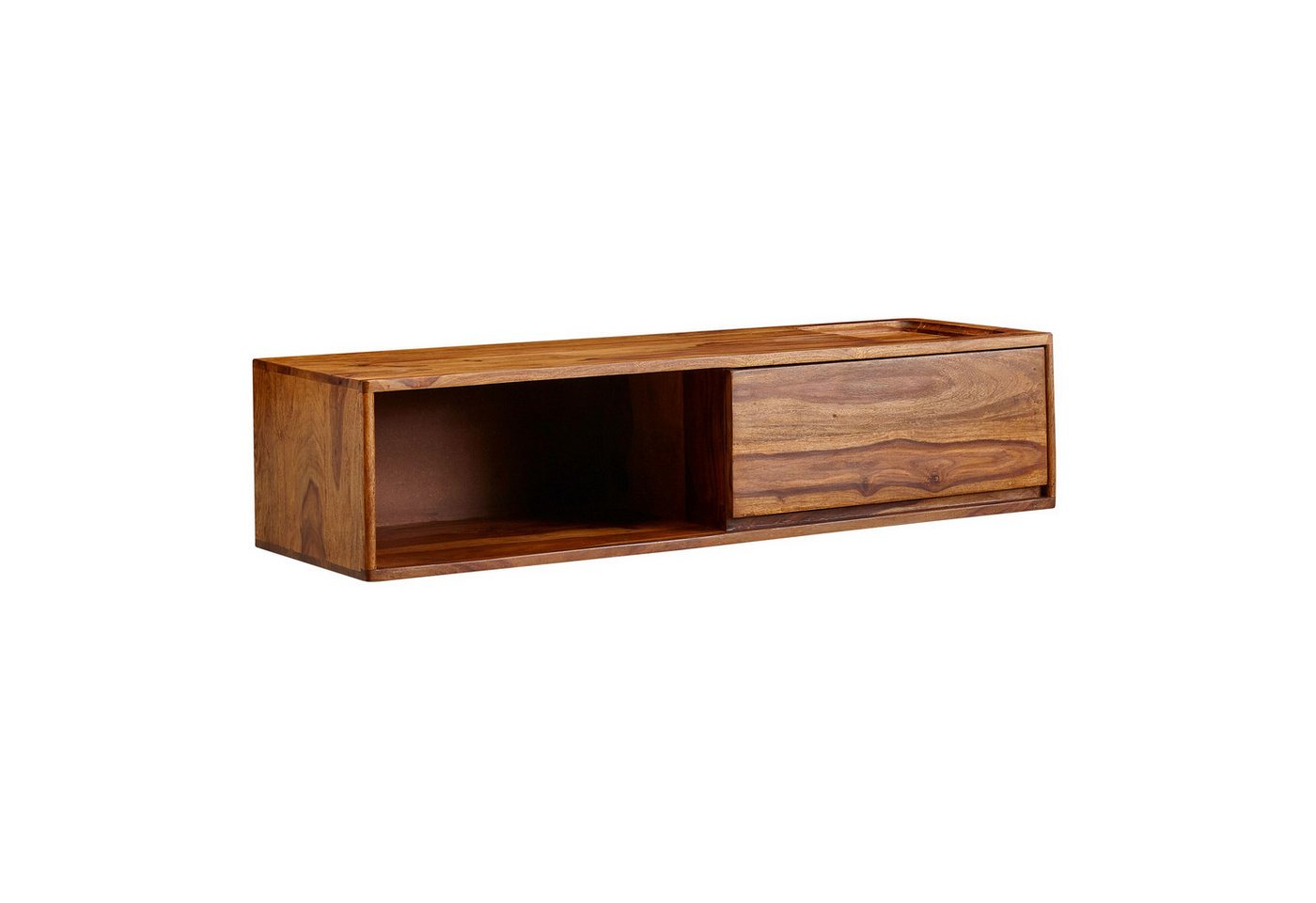 FINEBUY Lowboard FB79699 (Lowboard Hängend Massivholz 108x25x34 cm), TV-Schrank mit Stauraum, Fernsehkommode Modern von FINEBUY